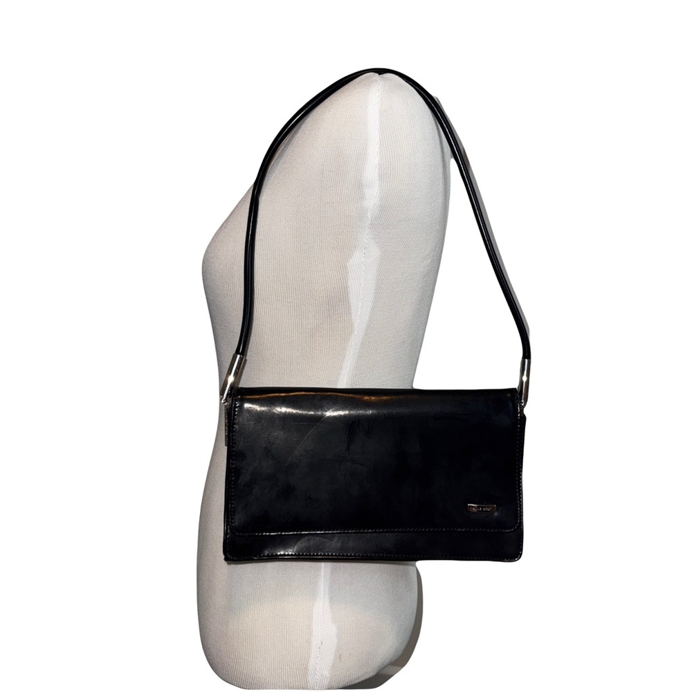 Nine West Black Patent Shoulder Bag | Vintage Y2K Baguette Purse